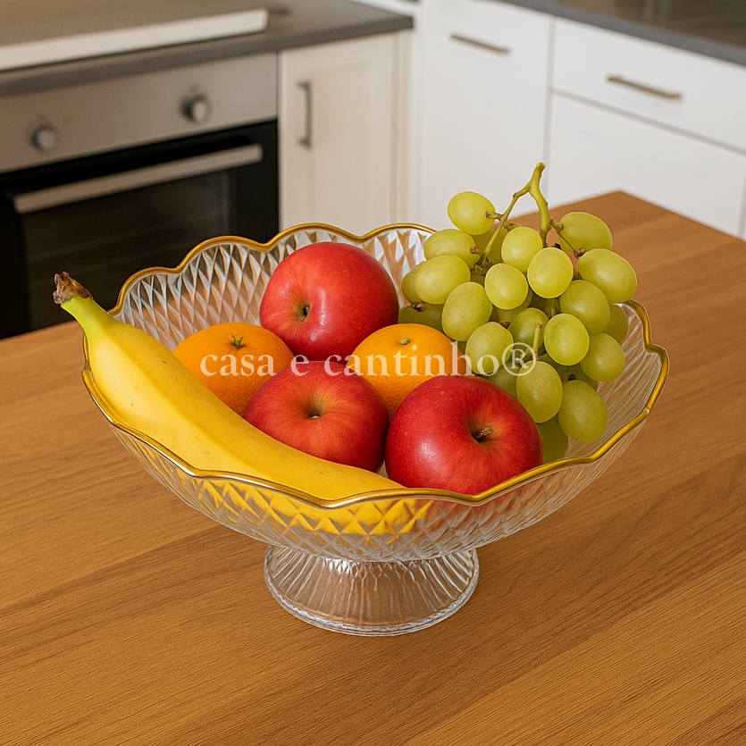 Fruteira de Mesa Acrílica Cesta Decorativa Organizador Casa Cozinha Multiuso
