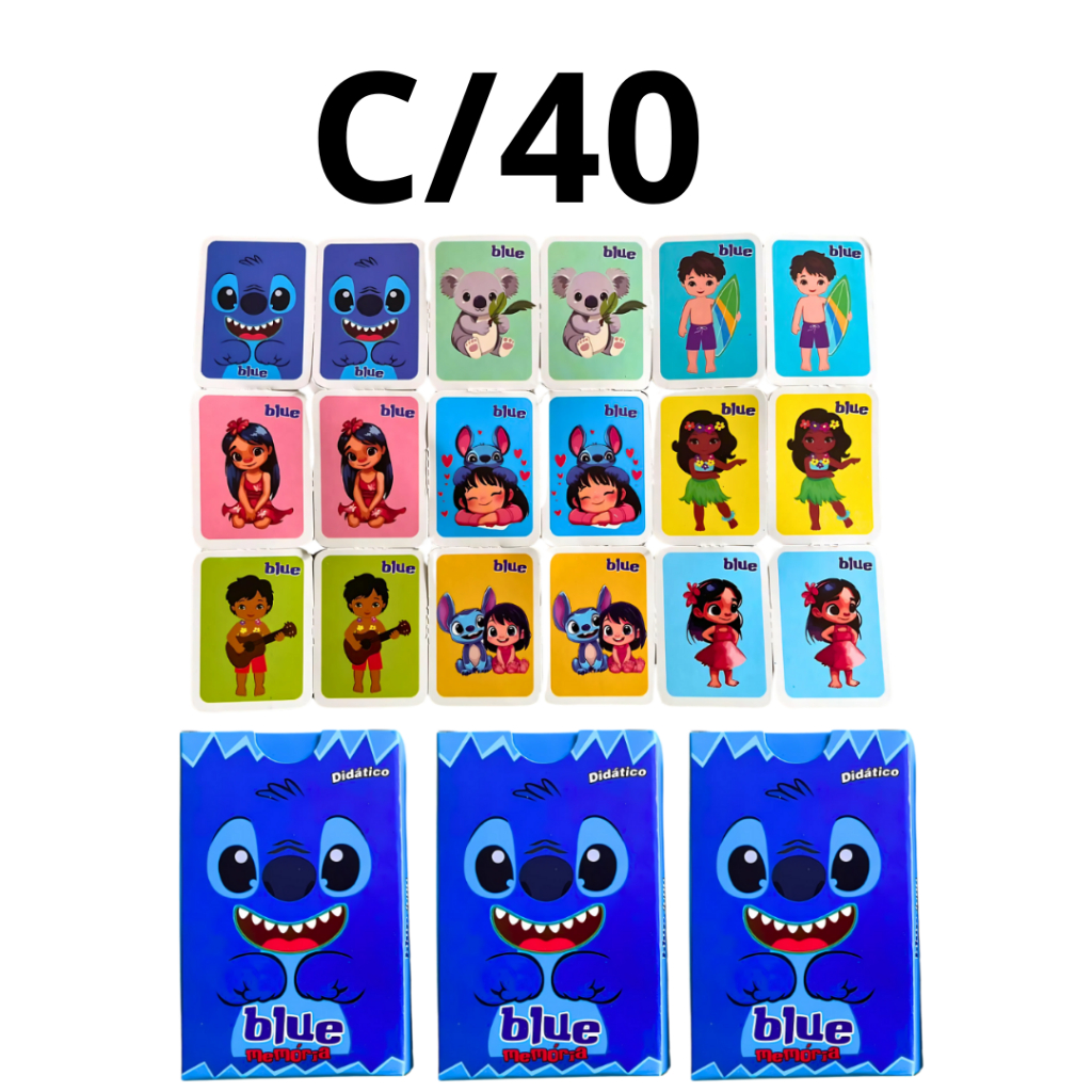 40 Jogos da Memória Blue Festa Junina Infantil Lembrancinha Jogo Educativo Prenda