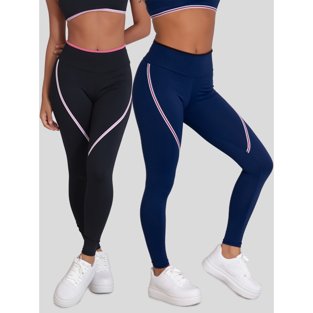 Kit 2 Calças Leggings de Poliamida Fitness Tekla em Oferta na Shopee