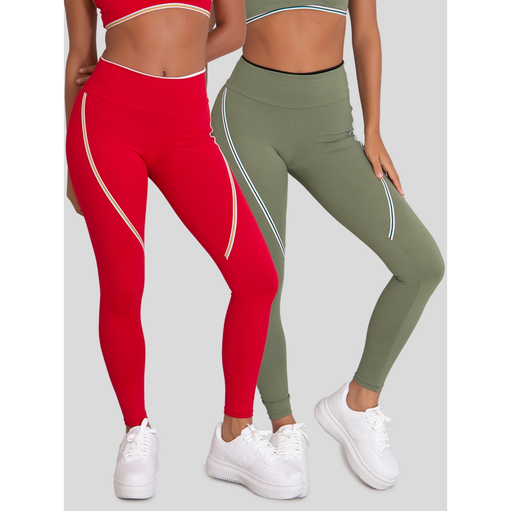 Detalhes do Kit 2 Leggings Feminina Tekla Suplex de Poliamida Moda Feminina Fitness