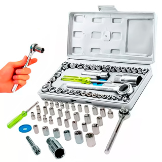 Jogo De Soquete 40 Peças Chave Catraca Reversível Resistente à Pressão Resistente à Abrasão em Oferta na Shopee