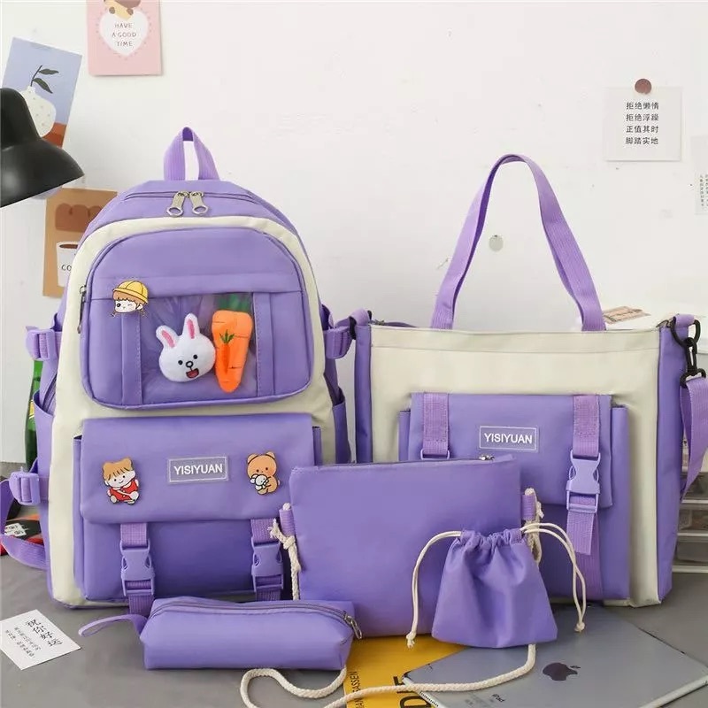 Kit 5 Bolsa Mochila Femina Musculina Escolar 02