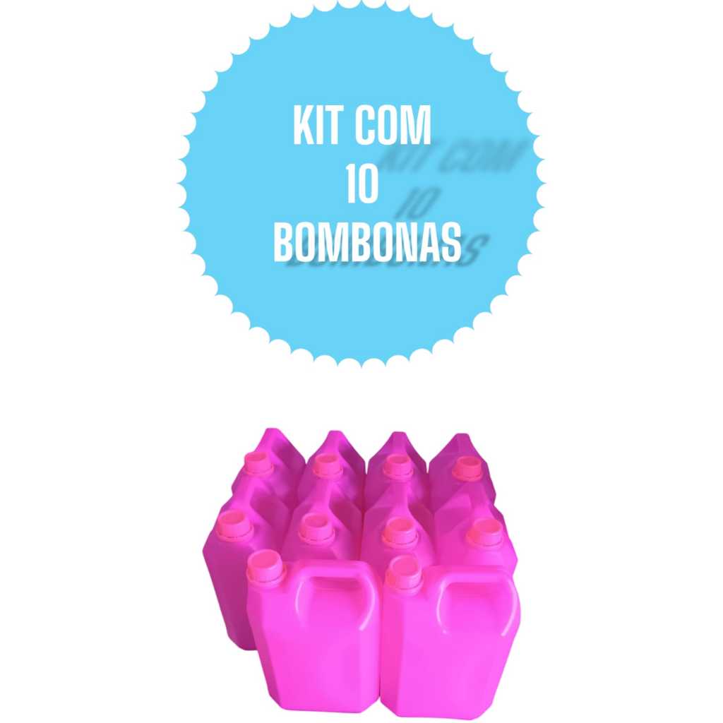 Kit 10 Galões 5 Litros Bombona Rosa Vazio Combustíveis Produtos de Limpeza com Tampa