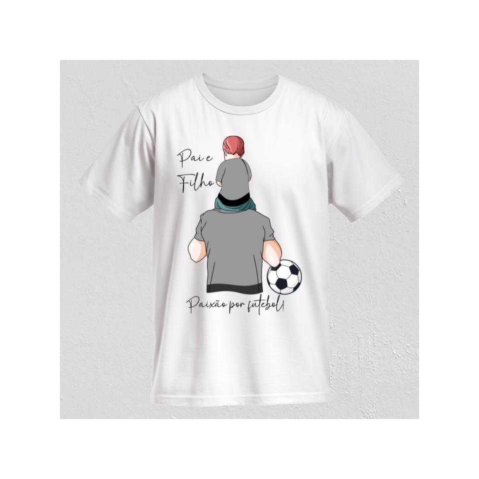 Camiseta Unissex Família Pai e Filho Bola De Futebol