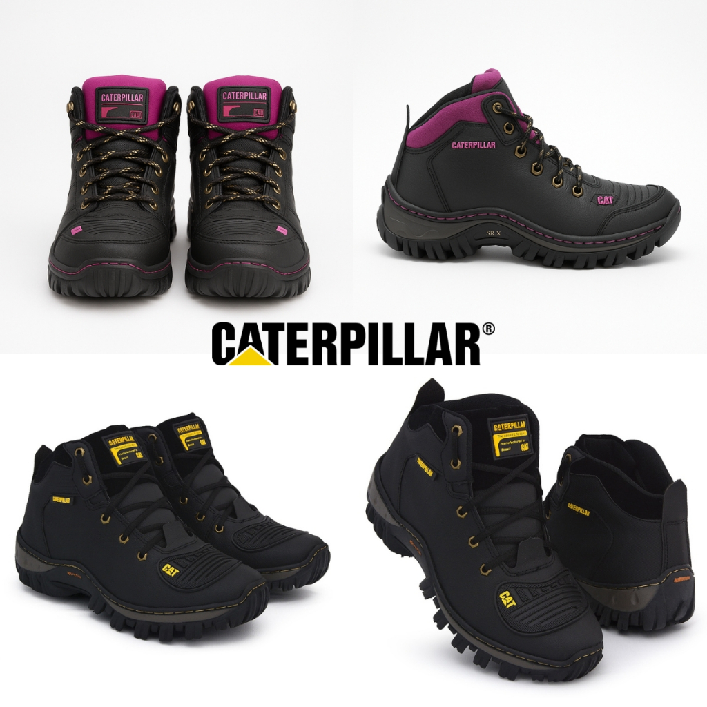 Coturno Feminino de Couro Caterpillar com Solado Tratorado Antiderrapante