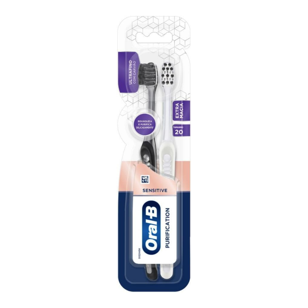 Escova Dental Oral-B 3D Whitening Therapy Purification com Cerdas Extras Macias 2 unidades