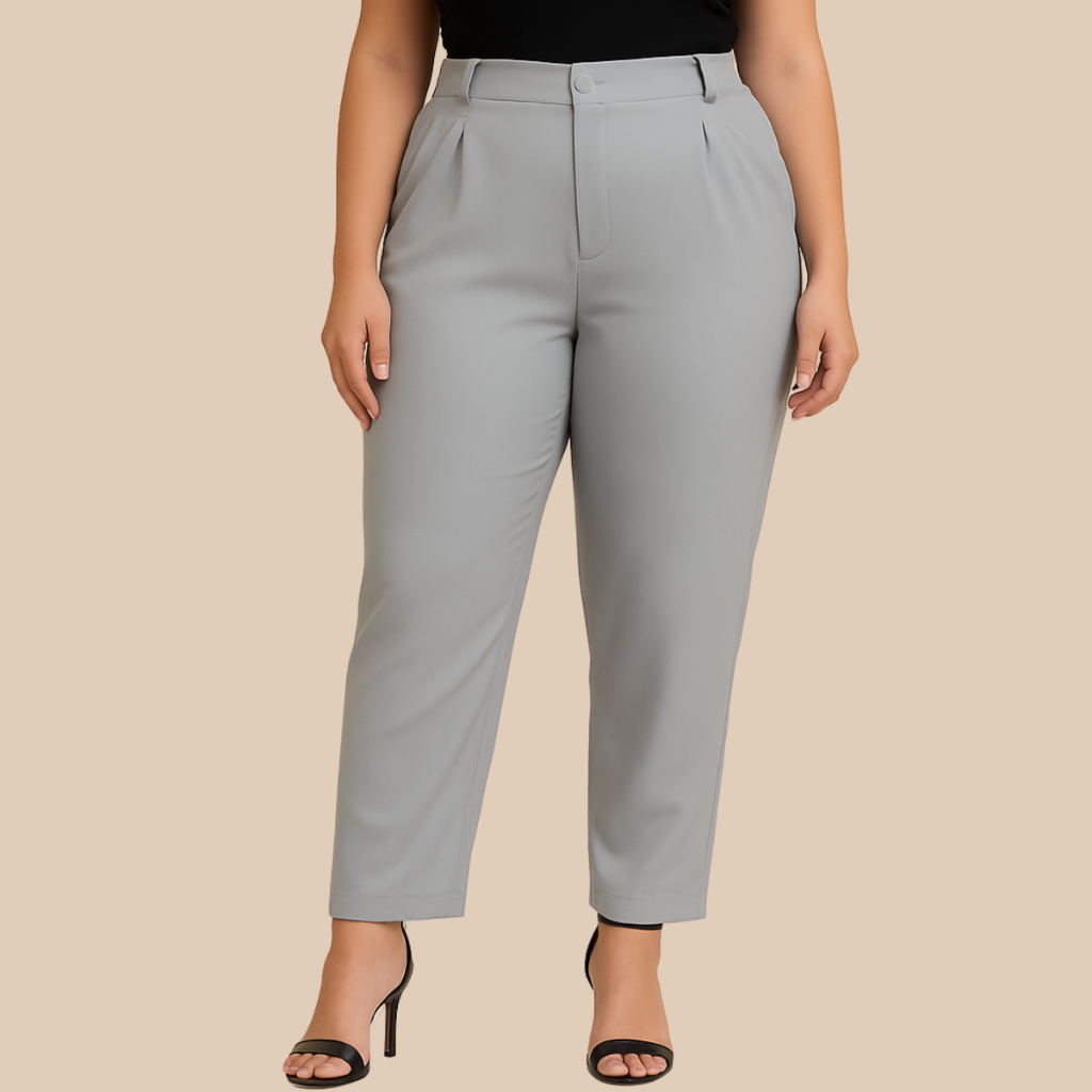 Calça Feminina Plus Size Alfaiataria Com Elástico No Cós E Bolsos Elegante Versátil Premium