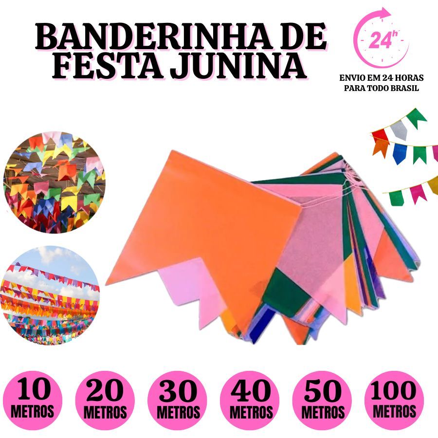 Bandeirinhas De Papel  Festa Junina Decoração São João Bandeirola Colorida 10/20/30/40/50/100