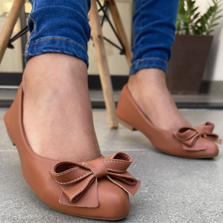 Sapatilha Feminina Arredondada com laço Casual Confortável em Oferta na Shopee