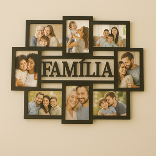 Mural de Fotos Família p/ 8 Fotos 10x15cm  Decoração sala quarto escritório porta retrato em Oferta na Shopee
