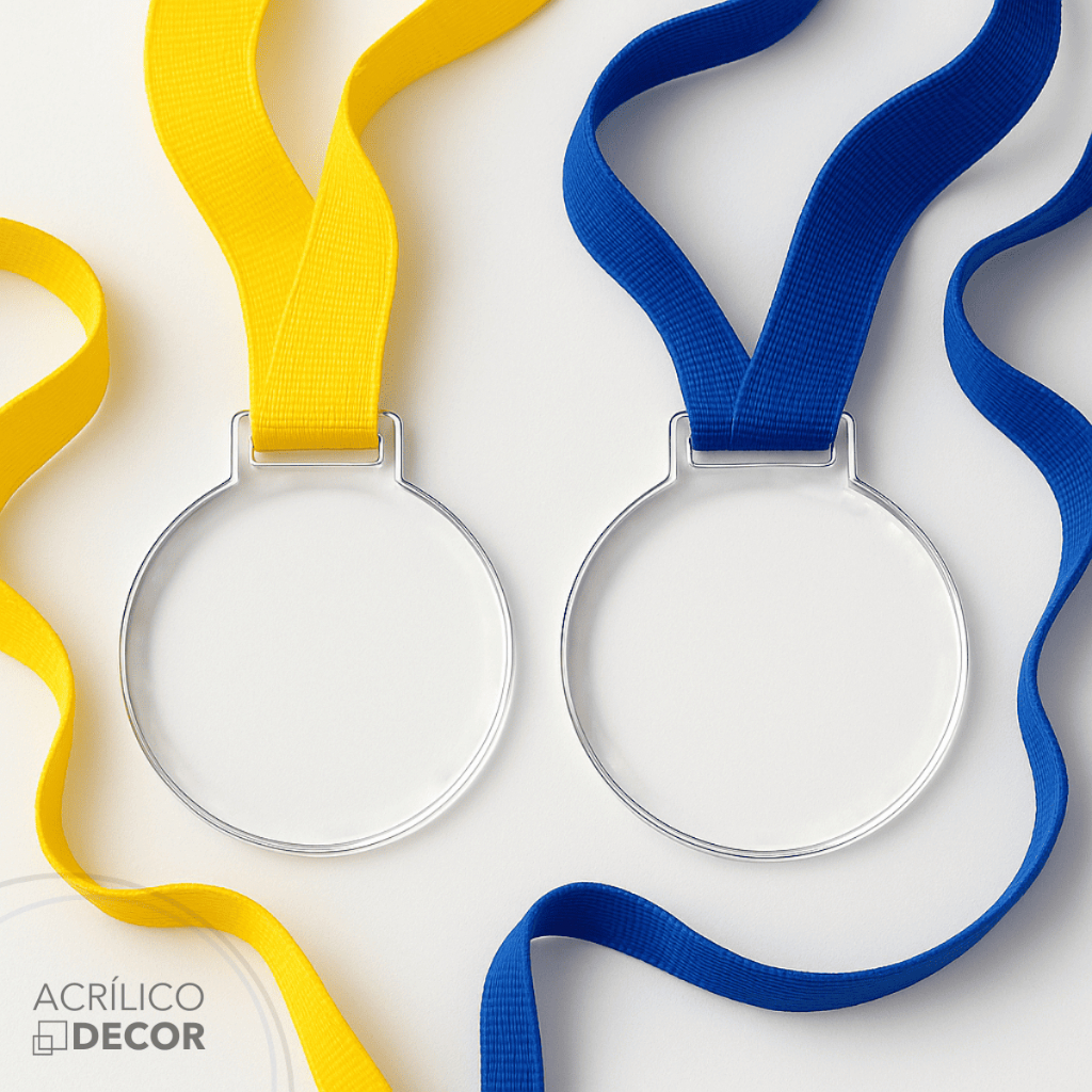 Medalha Redonda Acrílico Cristal 5cm 2mm Com Fita (Kit 30 - 100 unidades) em Oferta na Shopee