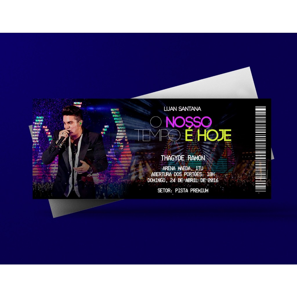 Ingresso Holográfico Personalizado Luan Santana - O Nosso Tempo É Hoje Turnê