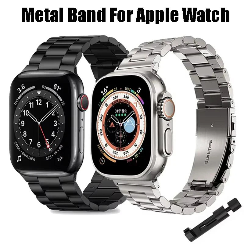 Pulseira  Para Apple Watch Iwo W37 PRO 38 40 42 44 41 45 46 49 mm-aço inoxidável sólido Elos 3 NÃO INCLUI RELOGIO