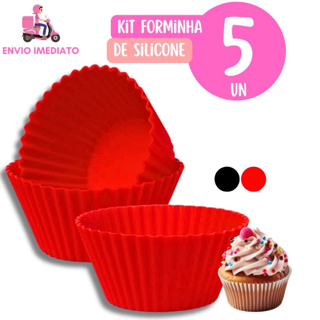 Kit 5 Pecas Forminha De Silicone Forma Assadeira Para Cupcake Capcake Mini Bolo Cozinha Air Fryer