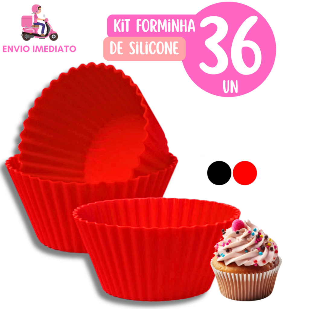 Kit 36 Pecas Forminhas De Silicone Forma Assadeira Para Cupcake Capcake Mini Bolo Cozinha Air Fryer
