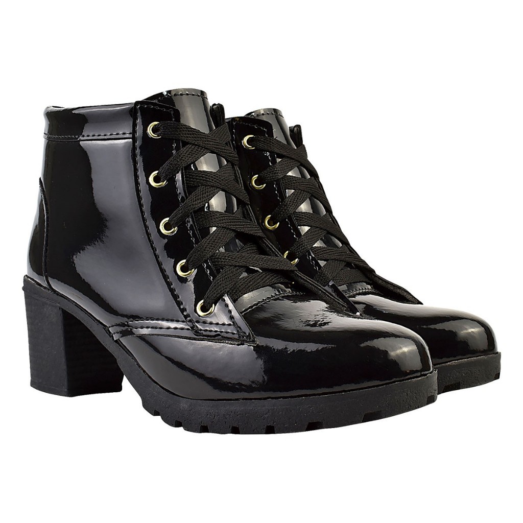 Coturno Feminino Madale Cano Curto Salto Grosso Tratorado Confortável Moda