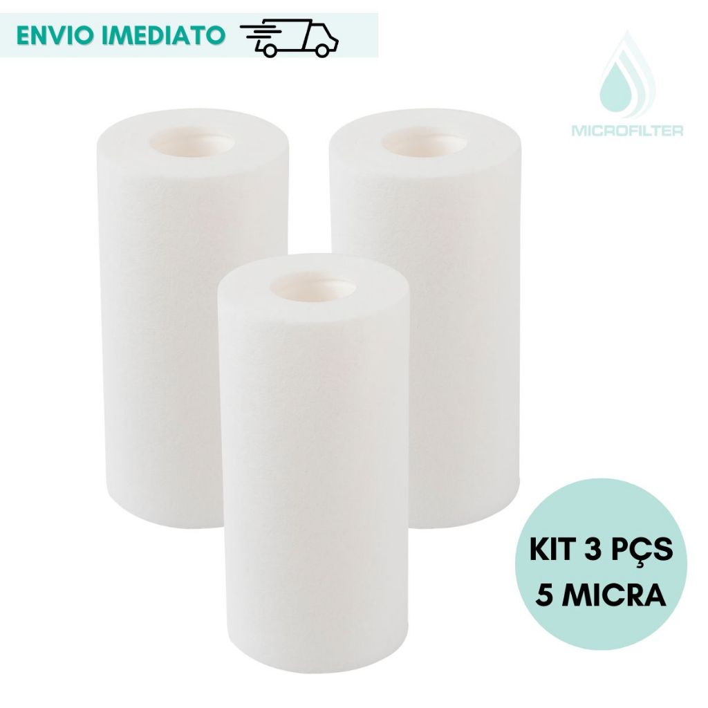 Kit C/3 Filtro de Agua Remove Barro Lodo Refil Mel Blown 5 '' Polipropileno 5 Micra em Oferta na Shopee