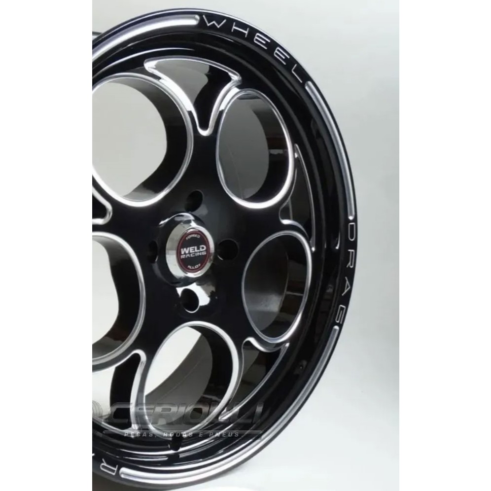 Kit 2 Rodas Weld Magnum Aro 17 4x100 Tala 7 Preto com Diamantado Bicos de Brinde C10 · foto 2