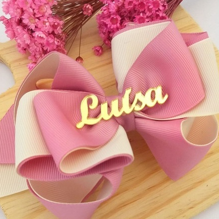 10 Nomes Dourado Personalizado Para Laço Simples ou Composto *NAO ACOMPANHA LAÇO*