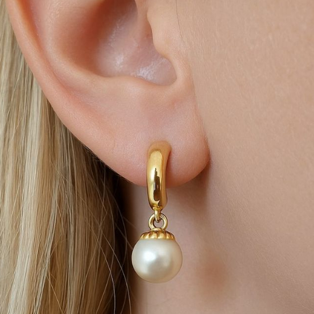 Brinco Feminino Banhado A ouro Côncavo com Pérola Antialergico Semijoia em Oferta na Shopee