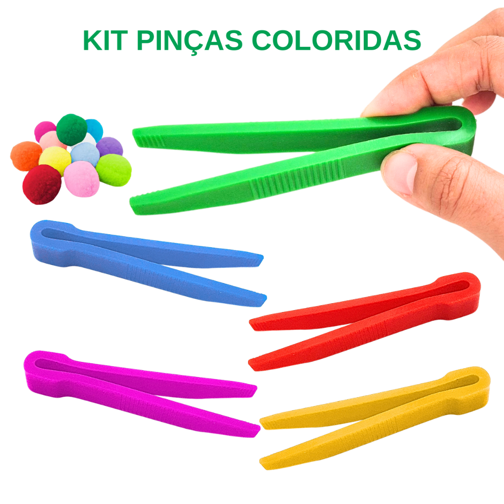 Pinça Infantil Colorida Coordenação Motora Fina Plástico Pompons 1 / 2 / 5 / 10 Unidades em Oferta na Shopee