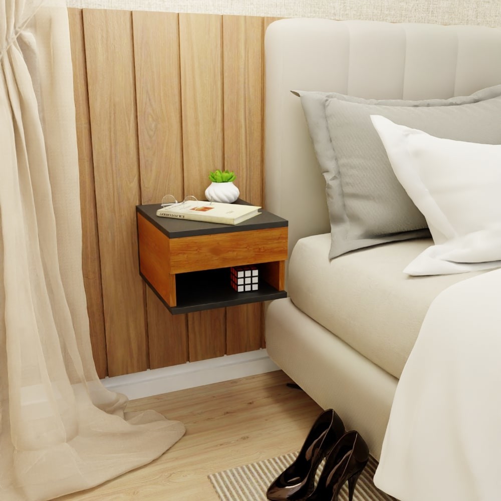 Mesa De Cabeceira Cor Preto Amadeirado Mesinha Suspenso MVD Móveis em Oferta na Shopee