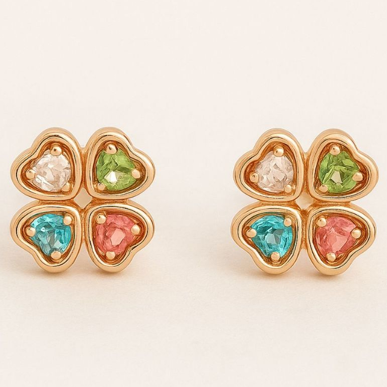 Brinco Infantil Trevo Colorido Antialérgico Banhado A ouro 18k em Oferta na Shopee