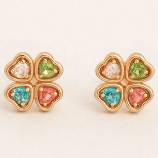Brinco Infantil Trevo Colorido Antialérgico Banhado A ouro 18k em Oferta na Shopee