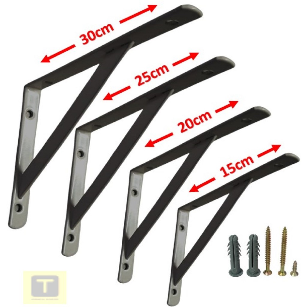 Mão Francesa Para Prateleira Suporte Cantoneira 30cm - 25cm - 20cm - 15cm - 10cm C/ Paraf. e Buchas em Oferta na Shopee