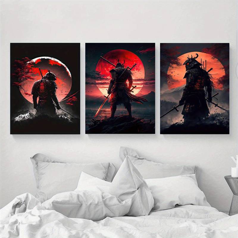 samurai cerejeira japonesa,  samurai ao pôr do sol decoração