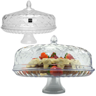 Boleira com Tampa Acrílica e Pé - Com Abas para Caudas - 30cm em Oferta na Shopee