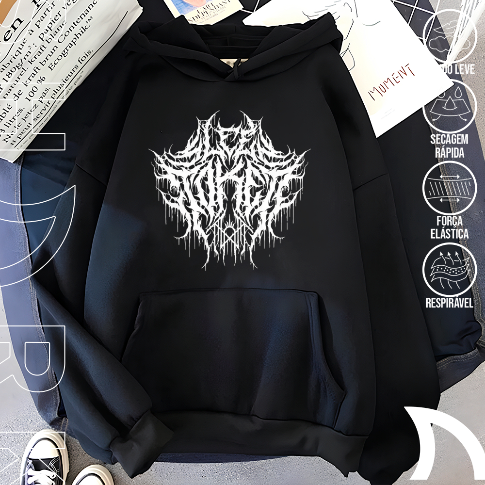Moletom Canguru Blusa De Frio Sleep Token Logo Metal Punk Gotico Rock Vintage Unissex