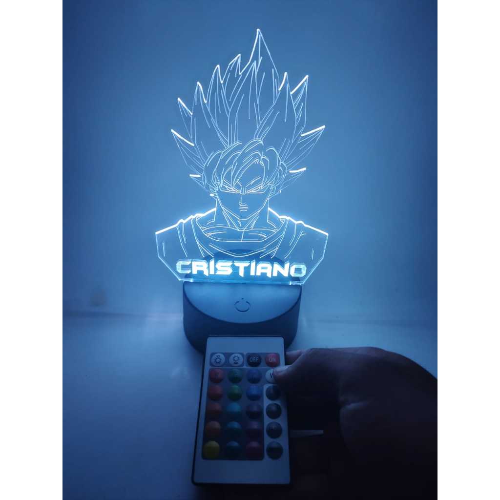 Goku dragon ball - luminária de mesa com nome personalizado em Oferta na Shopee