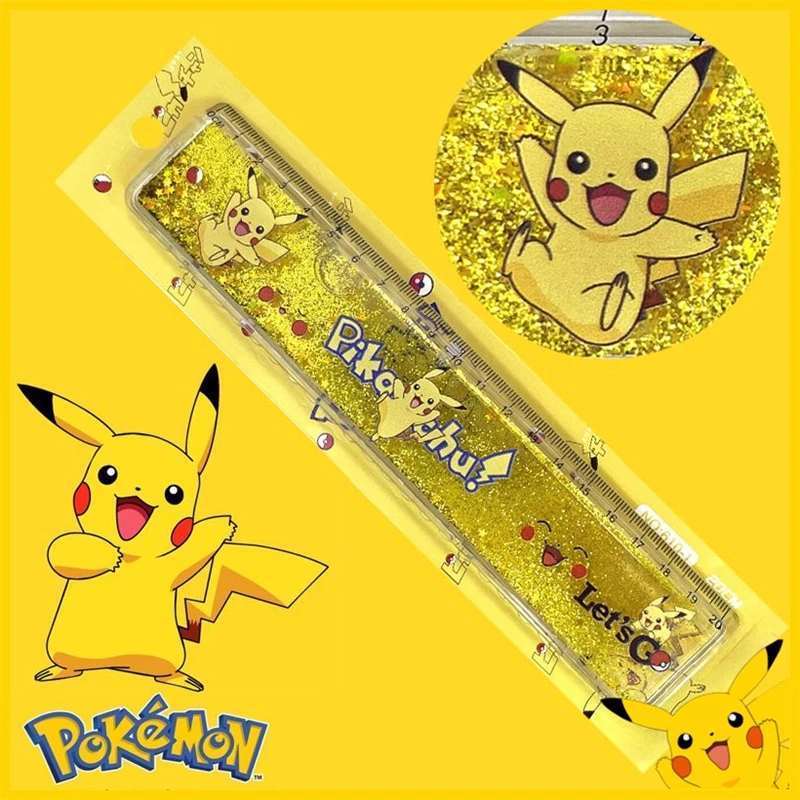 RÉGUA 20cm COM GLITTER POKEMON / PIKACHU / PAPELARIA FOFA KAWAII / MATERIAL ESCOLAR