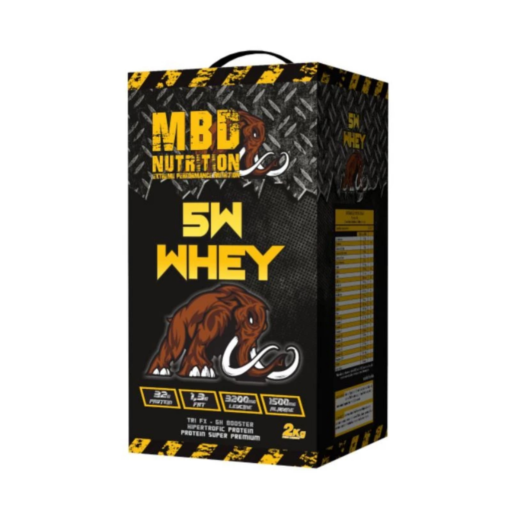 Whey Protein 5W MBD Nutrition 2kg Proteína Concentrada Treino Musculação Academia Ganho Muscular