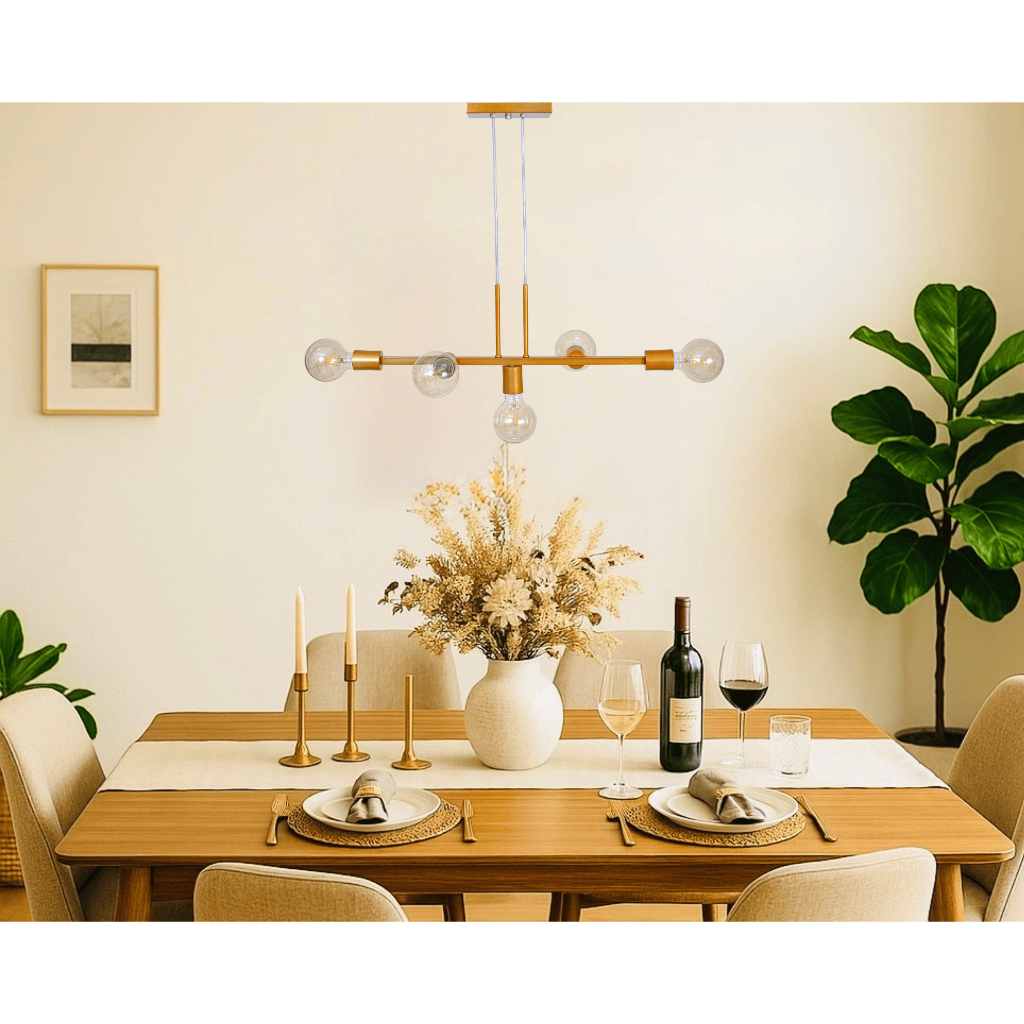 Luminária de Teto Pendente Tazza 5 lâmpadas Retangular para ambientes internos