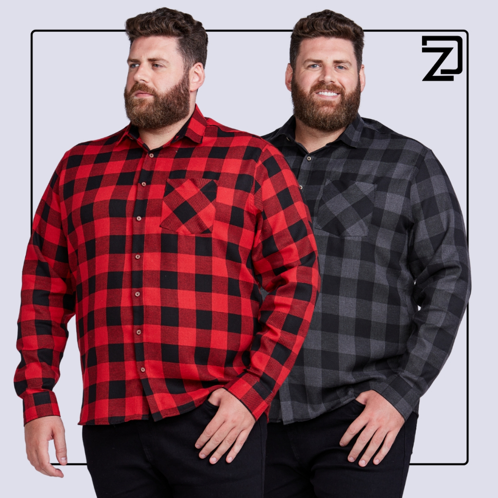 Kit 2 Camisa Xadrez Masculina Plus Size Manga Longa Flanelada em Oferta na Shopee