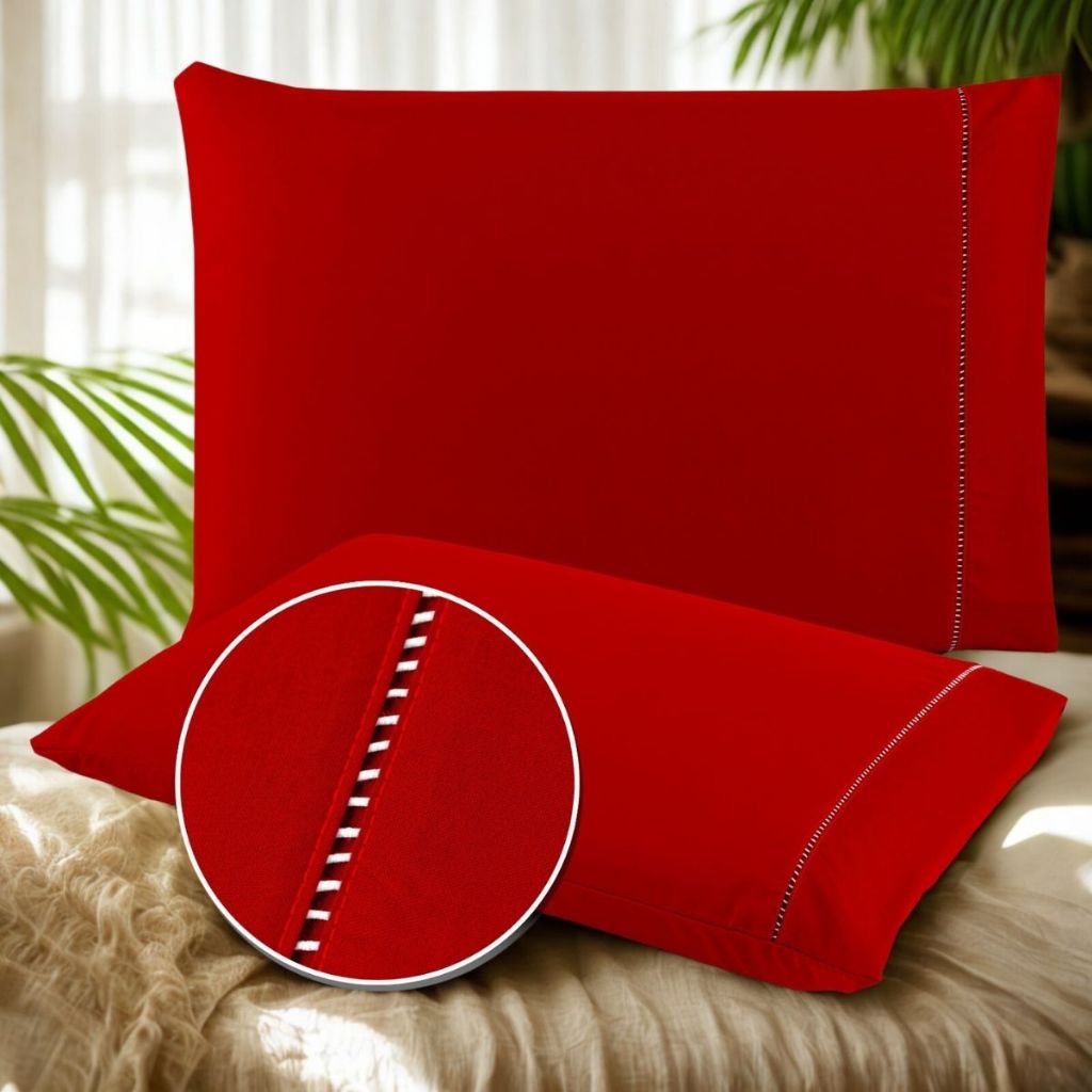 Fronhas em Ponto Palito Kit Com 08 Unidades Tecido Micropercal 400 Fios - LAURINHA DECOR