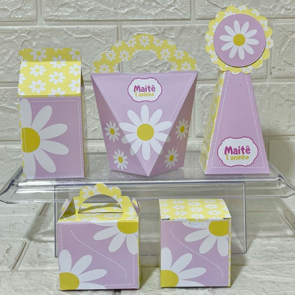 Kit Festa Personalizada MARGARIDAS - Caixinhas Personalizadas - Aniversário - Lembrancinhas