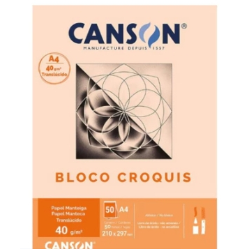 Bloco Croquis Manteiga A4 40g/m² Canson 50 Folhas