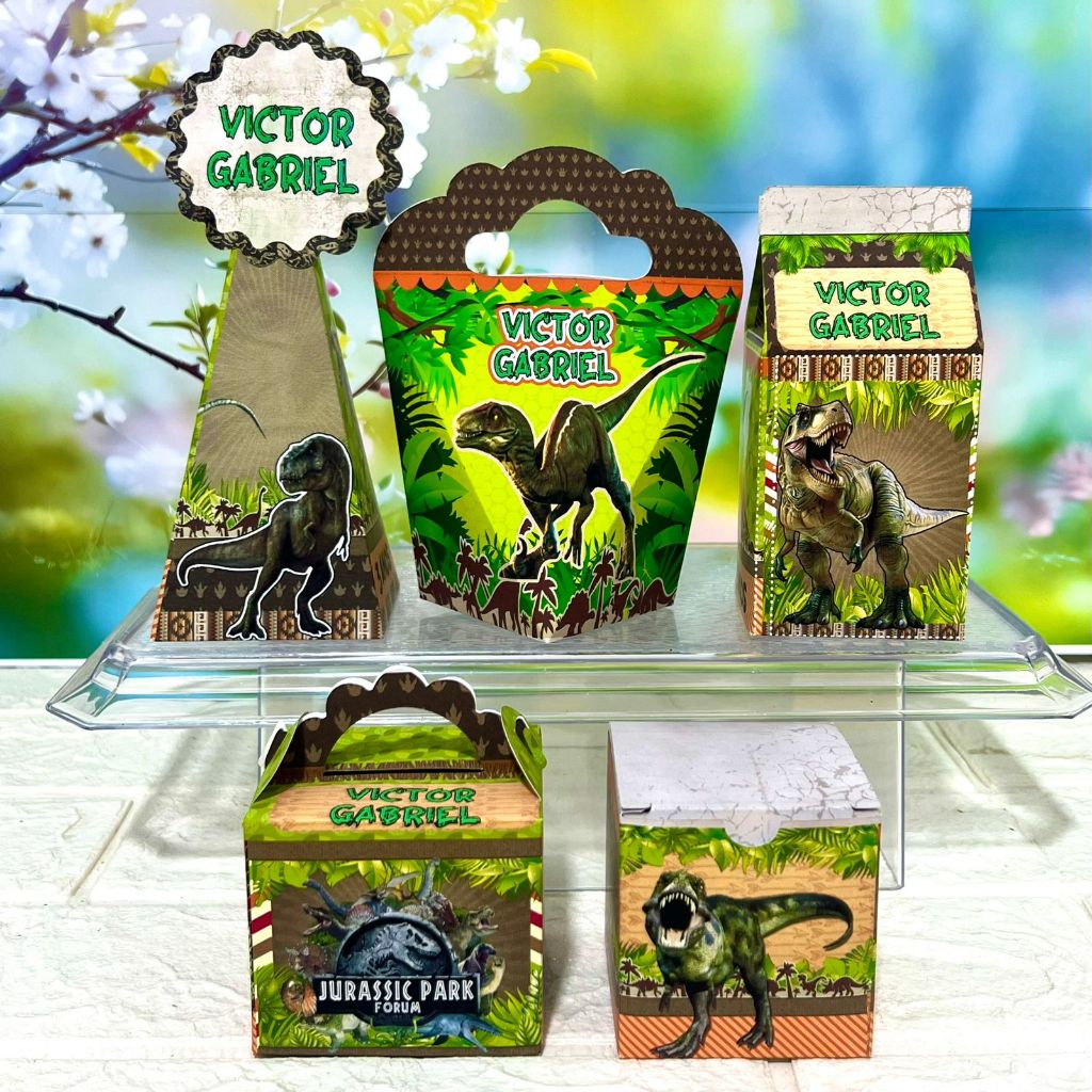 Kit Festa Personalizada PARQUE DOS DINOSSAUROS - Caixinhas Personalizadas - Aniversário - Lembrancinhas