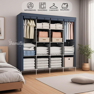 Guarda Roupa Dobrável Organizador De Roupas Portátil com Ziper Armário de Roupa Multifuncional em Oferta na Shopee