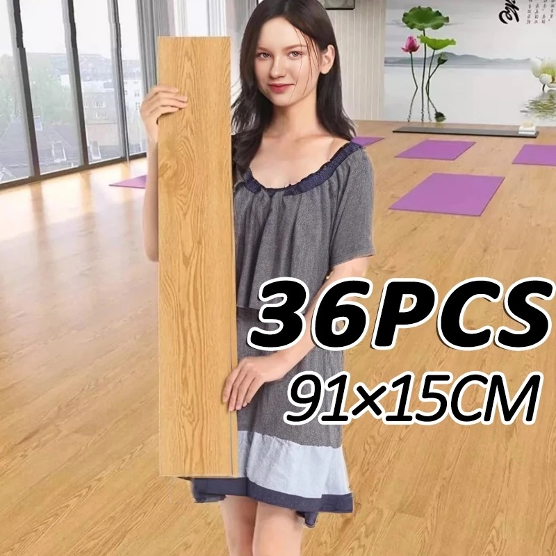 Kit 36 PC Adesivo de Piso Madeira Moderno Antiderrapante Lavável 91,4x15,2cm vinílico 1.5mm