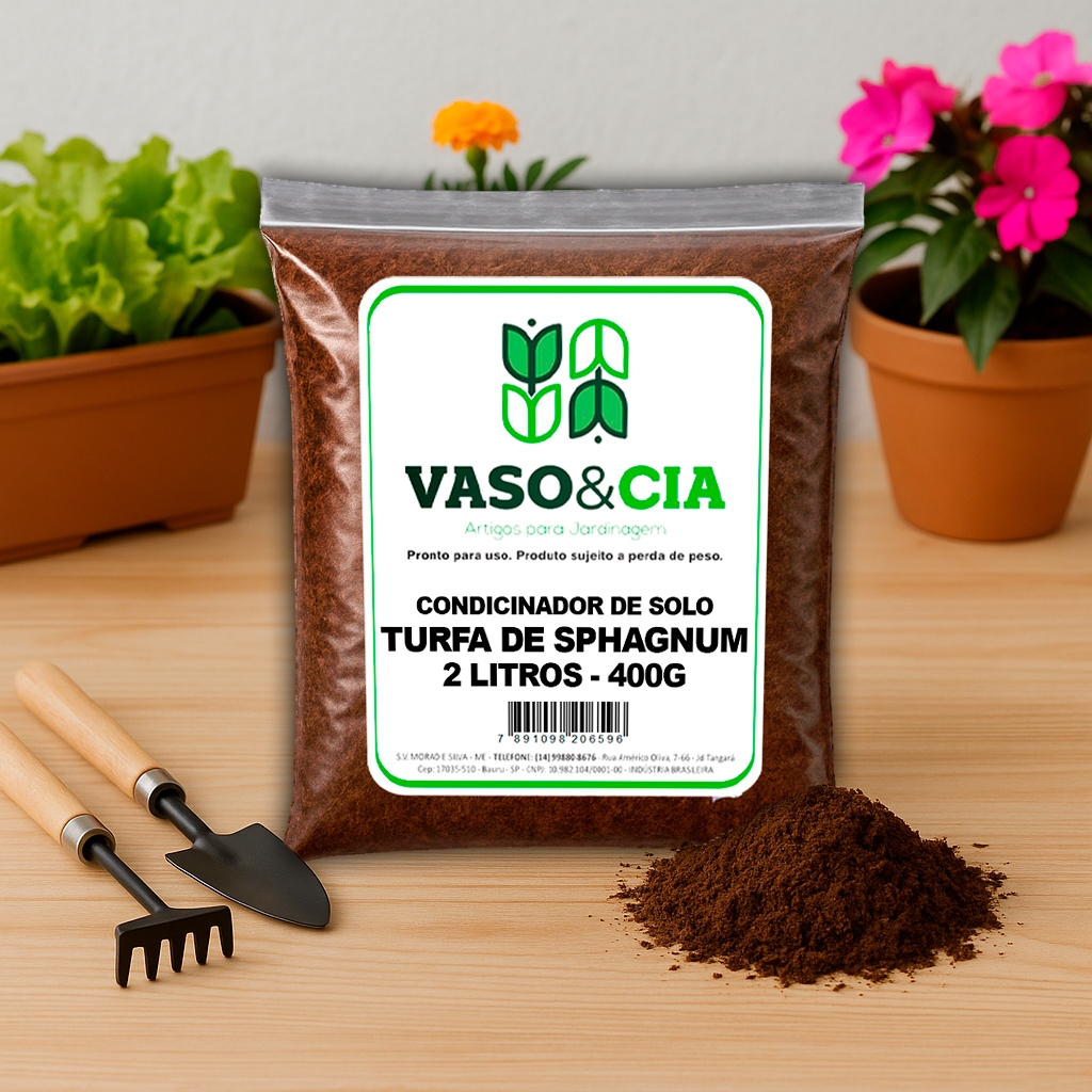 Substrato Turfa de Sphagnum (Esfagno) 2l 400g p/ Horta, Plantas e Jardinagem – Condicionador de Solo