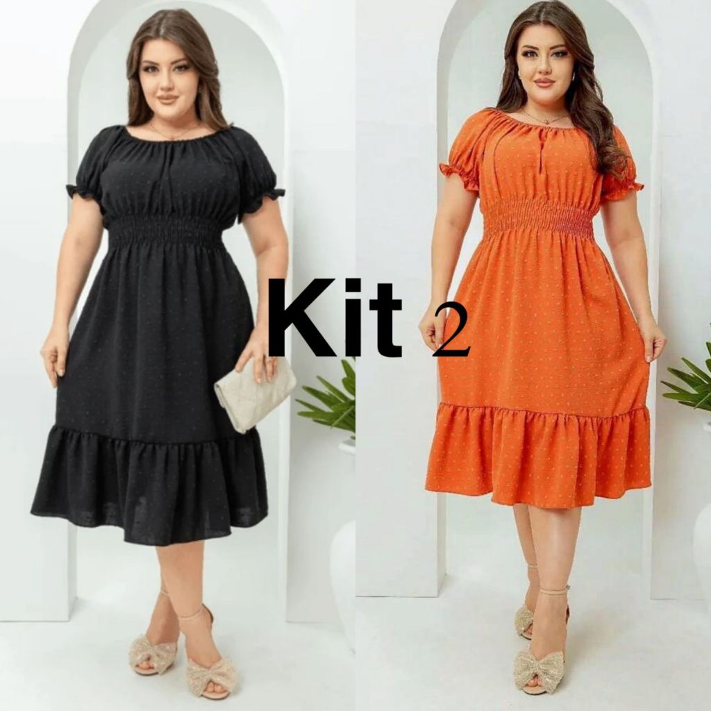 Kit 2 Vestidos Curtos Femininos Duna Pipoca – Casual, Confortável e Elegante | Cores Preto e Marrom