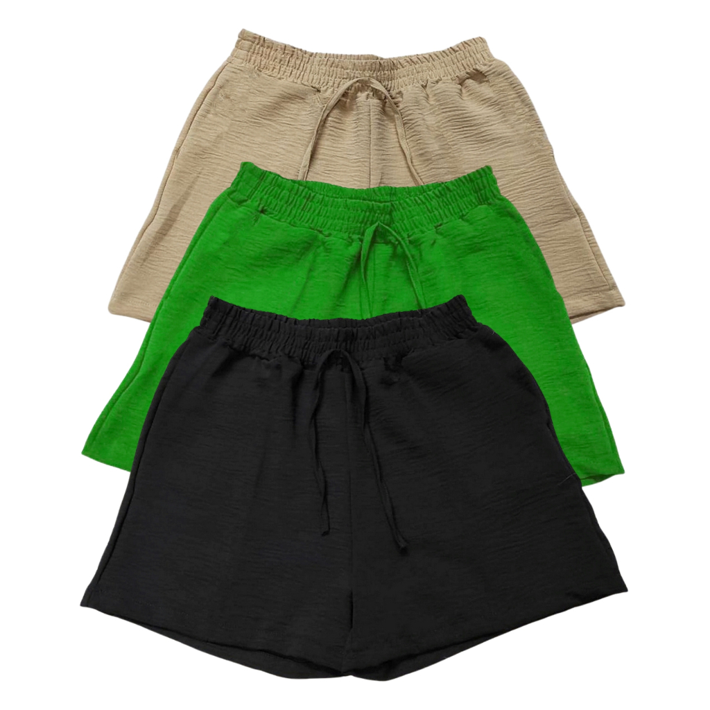 Kit 3 Shorts Bermuda Feminino Basico Para O Dia A Dia Tecido Leve Confortável Para Dormi