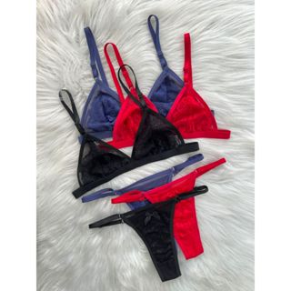 Mit Lingerie Sexy Conjunto Sutiã Sem Bojo Sem Metal Em Tule Transparência Calcinha Regulável em Oferta na Shopee