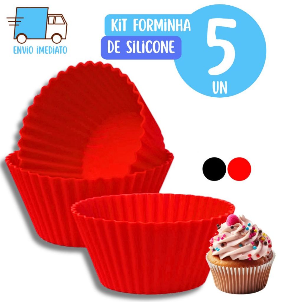 Kit 5 Pecas Forminha De Silicone Forma Assadeira Para Cupcake Capcake Mini Bolo Cozinha Air Fryer