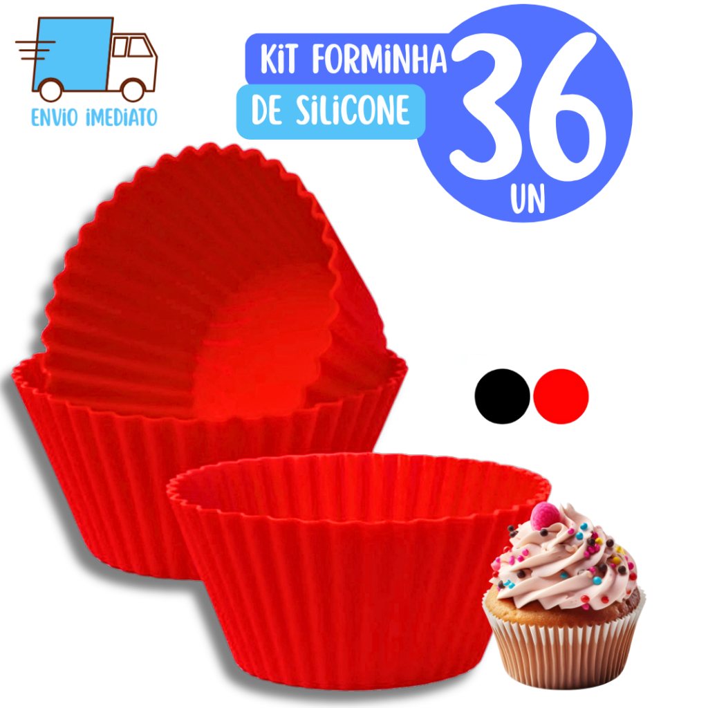 Kit 36 Pecas Forminha De Silicone Forma Assadeira Para Cupcake Capcake Mini Bolo Cozinha Air Fryer