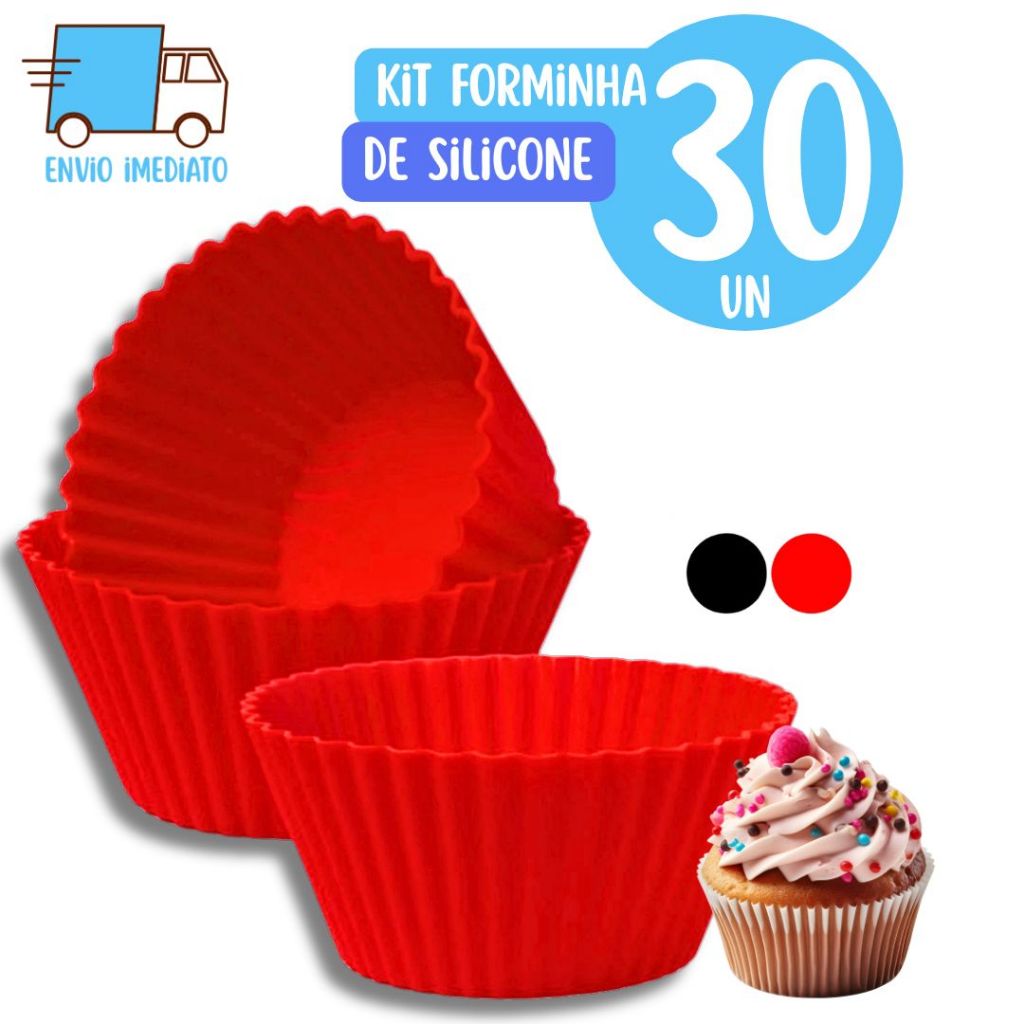 Kit 30 Pecas Forminha De Silicone Forma Assadeira Para Cupcake Capcake Mini Bolo Cozinha Air Fryer